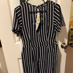 Navy, stripped jumpsuit
